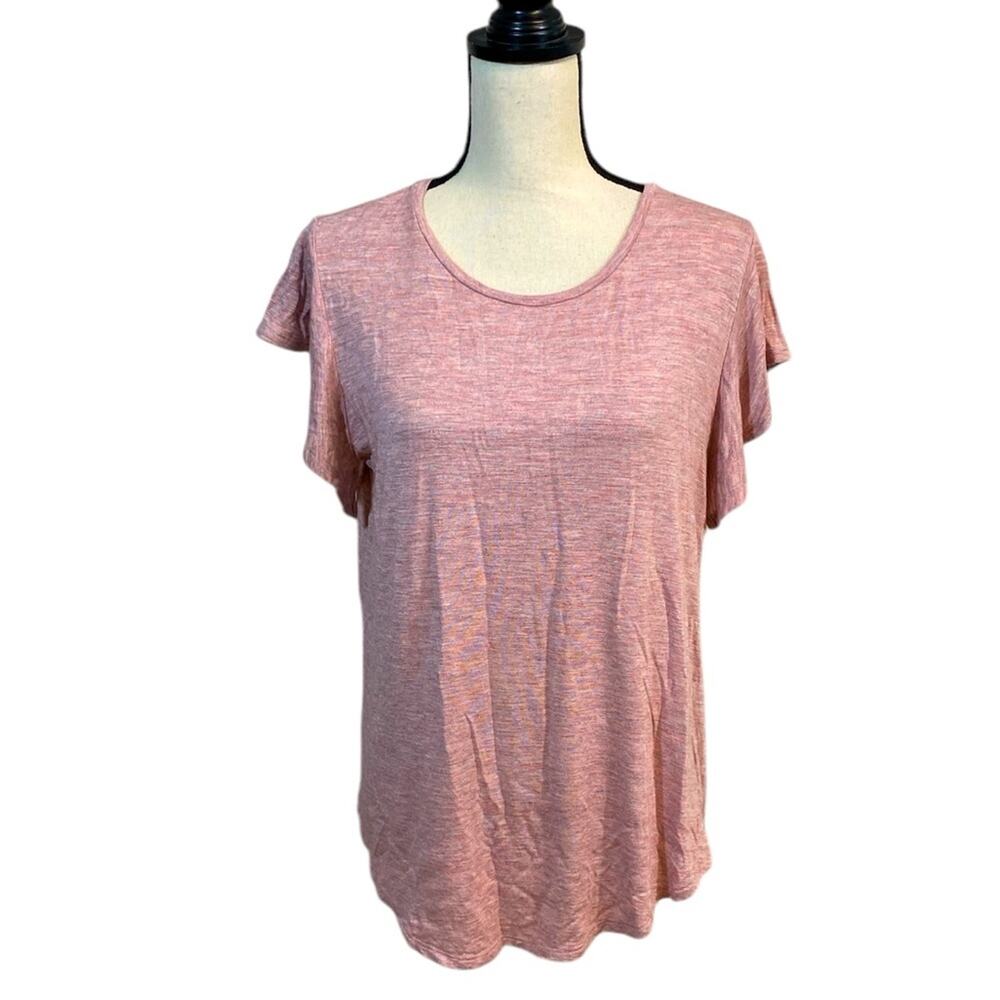 Dolan Pink Space Dye Short Flutter Sleeve T-Shirt Size Large Soft Casual Boho